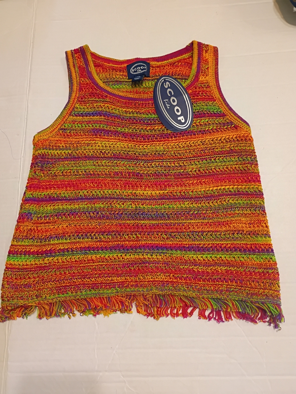 Scoop Kids Girls Rainbow Crochet Skirt Set with Fringe Sz 7/8 NWT